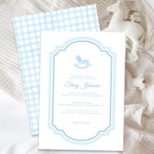 Blue Rocking Horse Baby Shower Invitation | Boy