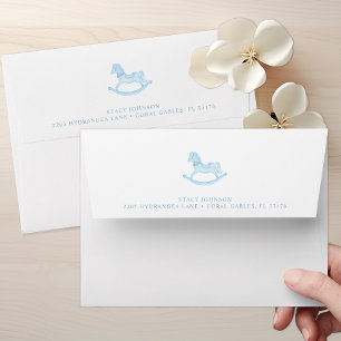 Blue Rocking Horse Baby Shower Self-Addressed Enve Envelope