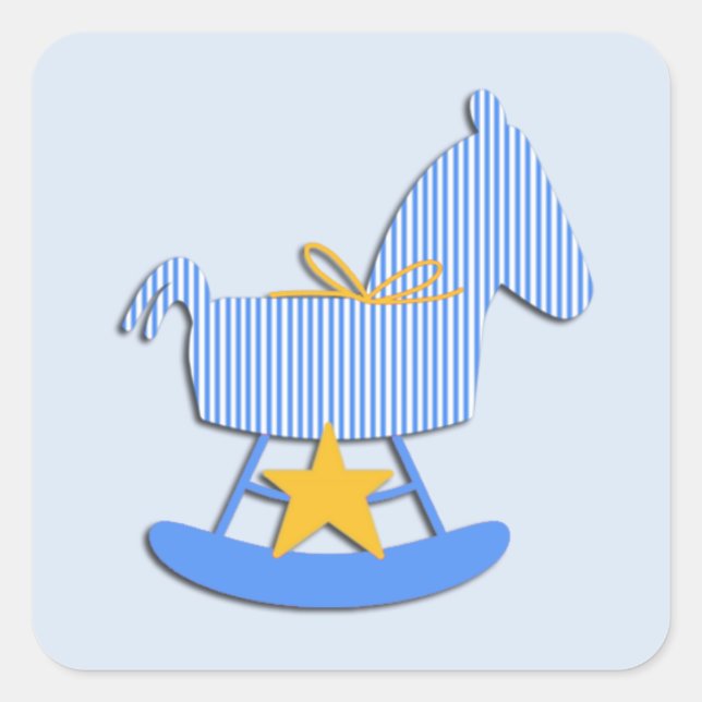 Blue Rocking Horse Baby Sticker (Front)