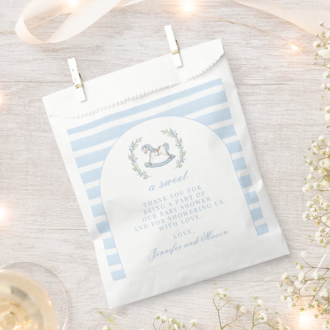Blue rocking horse boho arch baby shower thank you favour bag (Clipped)
