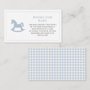 Blue Rocking horse Boy Baby Shower Book Request Enclosure Card