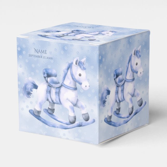 Blue Rocking Horse Favour Box (Front Side)