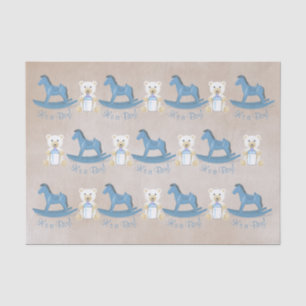 Blue Rocking Horse IT'S A BOY! Tissue Paper