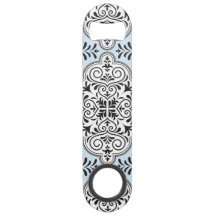 Blue Rococo Pattern Flourish