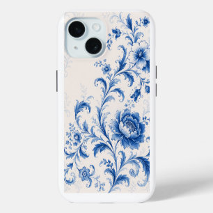 Blue Rococo Peony Floral Phone Case