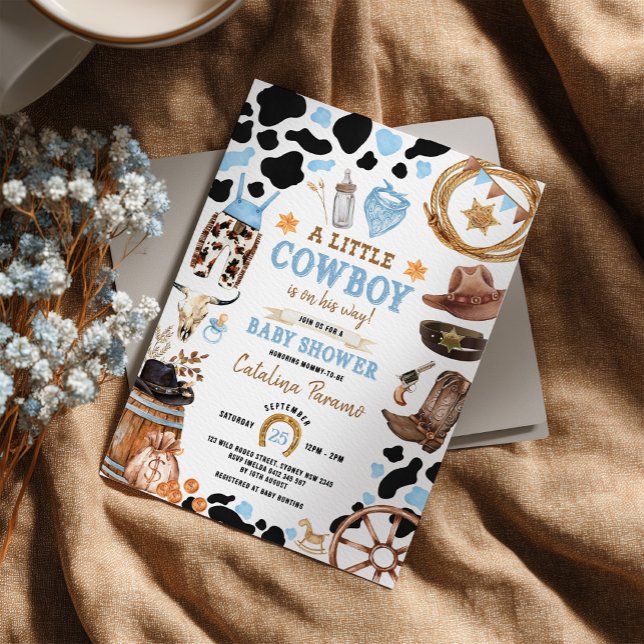 Blue Rodeo Wild West Cowboy Boy Baby Shower Invitation (Creator Uploaded)