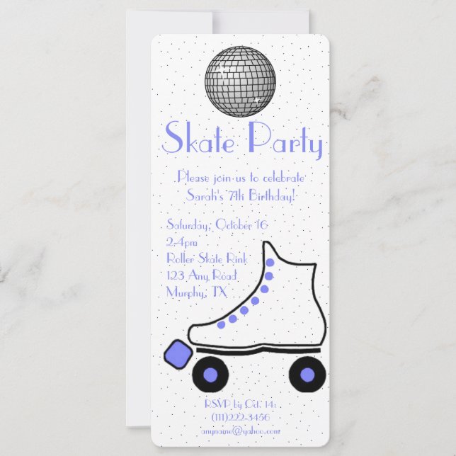 Blue Roller Skate Birthday Invitation (Front)