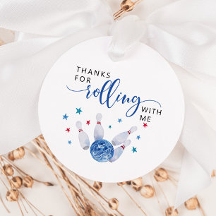 Blue Rolling Bowling Birthday Party  Favour Tags