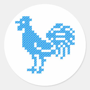 Blue Rooster Classic Round Sticker