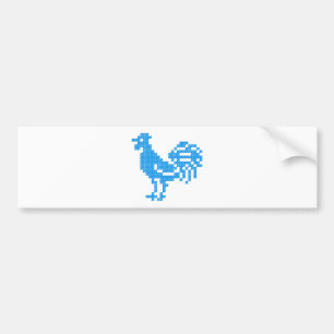 Blue Rooster cross-stitch Bumper Sticker