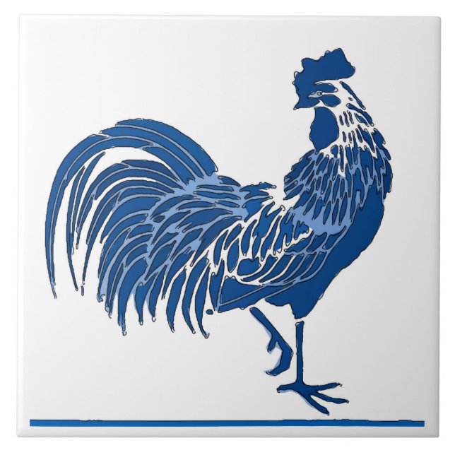 Blue Rooster, Delft Look,  Tile (Front)