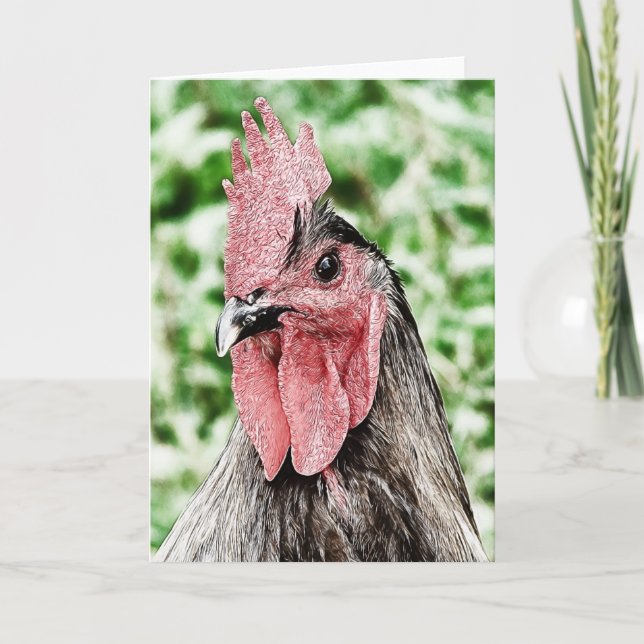 Blue Rooster Digital Art Card (Front)
