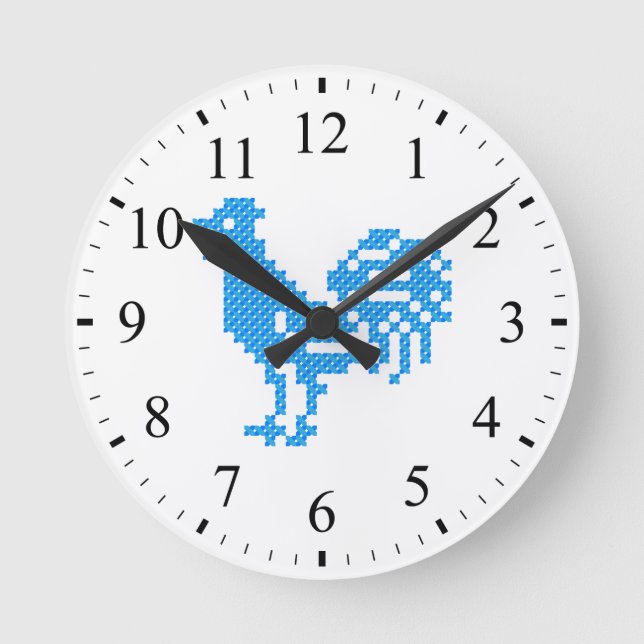 Blue Rooster Round Clock (Front)