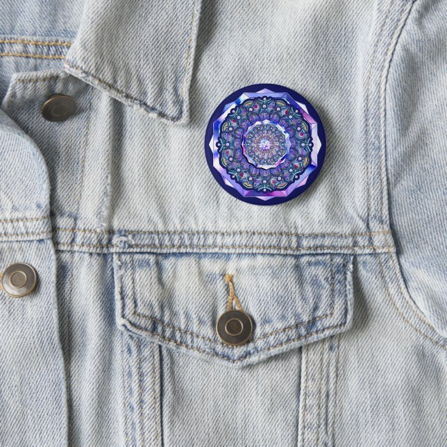 blue rosace 2 inch round button (In Situ)