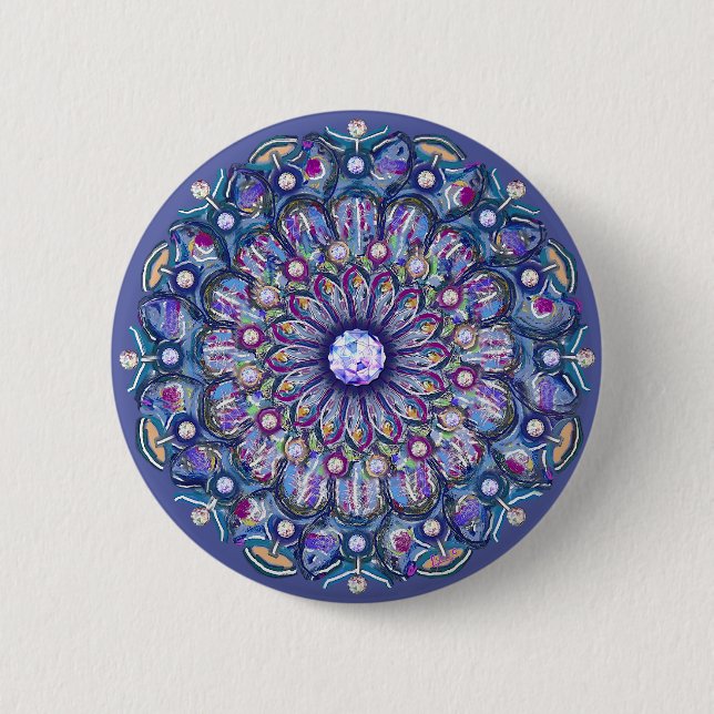 blue rosace 2 inch round button (Front)