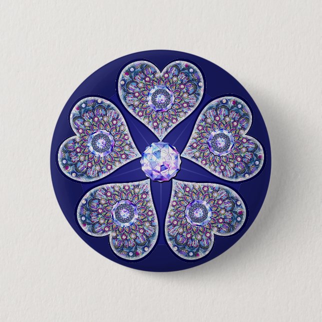 blue rosace 2 inch round button (Front)