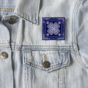 blue rosace 2 inch square button
