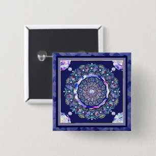 blue rosace 2 inch square button