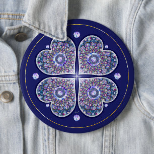 blue rosace 6 inch round button