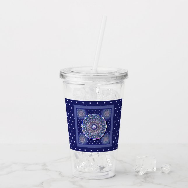 Blue Rosace Acrylic Tumbler (Back Ice)