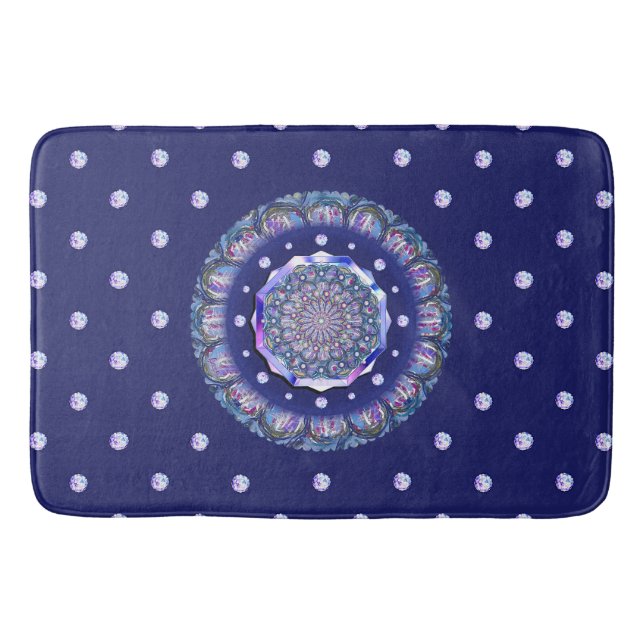 Blue Rosace Bath Mat (Front)