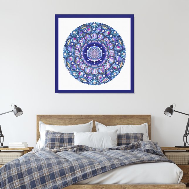 Blue Rosace Canvas Print (Insitu(Bedroom))
