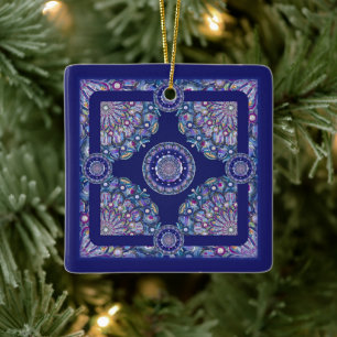 blue rosace ceramic ornament