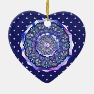 blue rosace ceramic ornament
