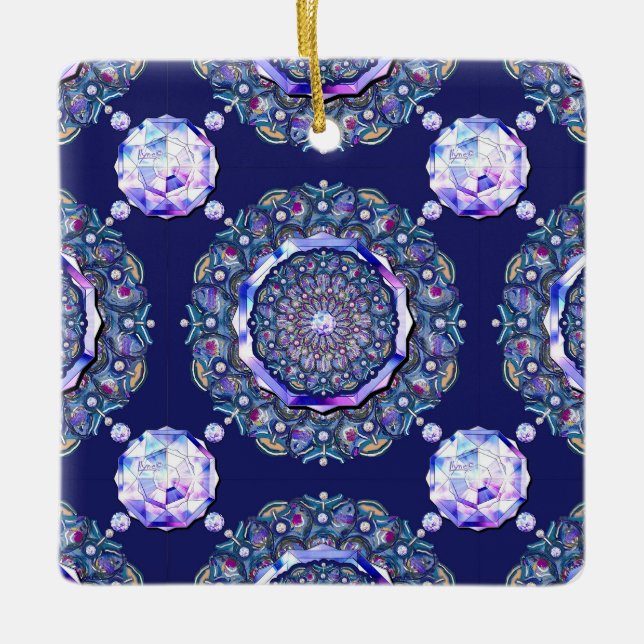 blue rosace ceramic ornament (Front)