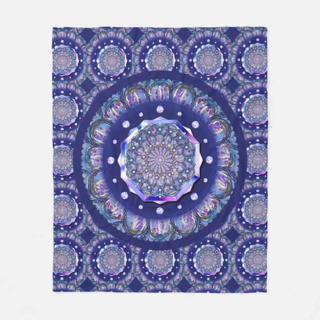 Blue Rosace Fleece Blanket (Front)