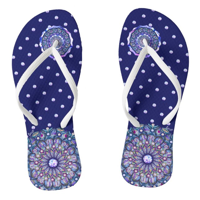 Blue Rosace  Flip Flops (Footbed)