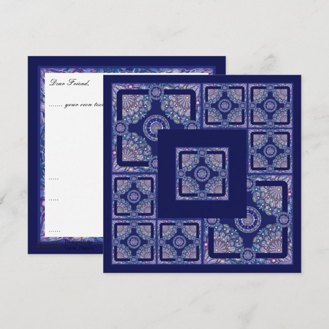 Blue Rosace Holiday Card (Front/Back)