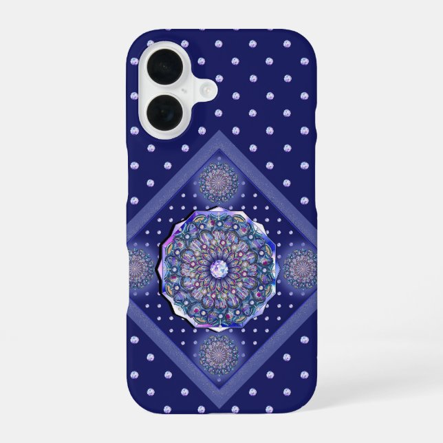 Blue rosace iPhone 16 case (Back)