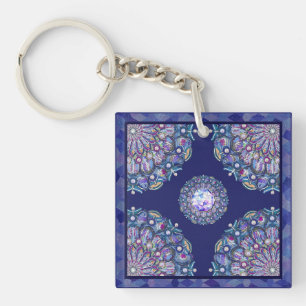 blue rosace keychain