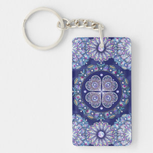 Blue Rosace Keychain