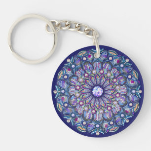 blue rosace keychain
