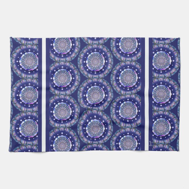 Blue Rosace Kitchen Towel (Horizontal)