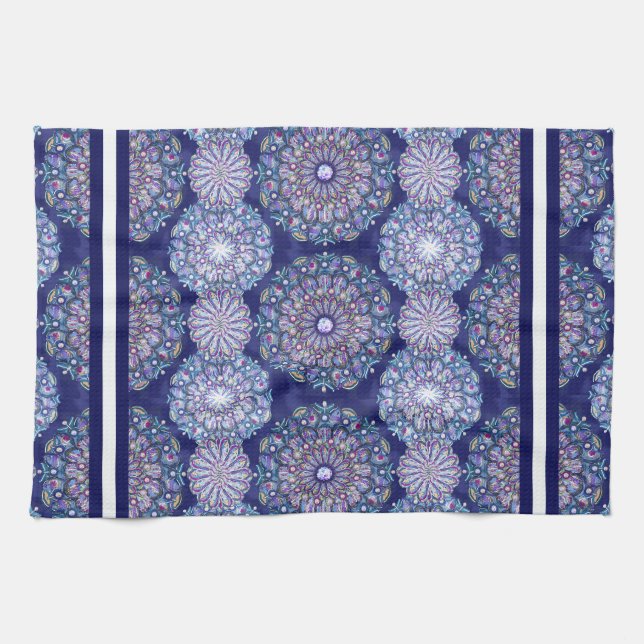 Blue Rosace Kitchen Towel (Horizontal)