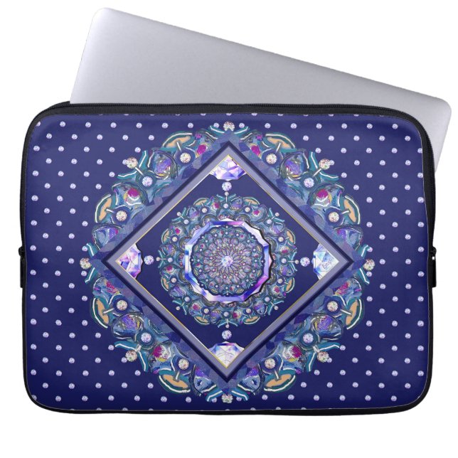 Blue rosace laptop sleeve (Front)