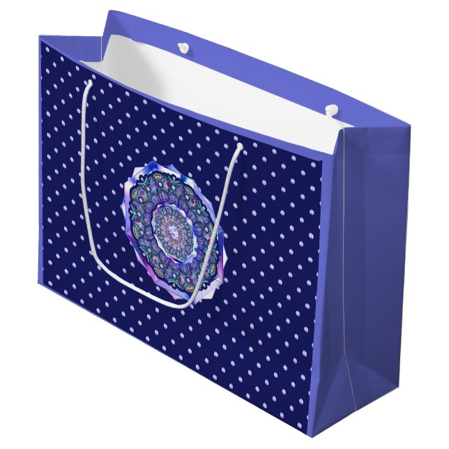 Blue Rosace Large Gift Bag (Front Angled)
