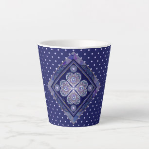 Blue Rosace Latte Mug
