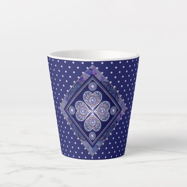 Blue Rosace Latte Mug (Front)