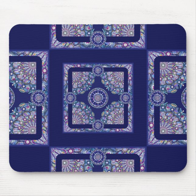 Blue Rosace Mouse Pad (Front)