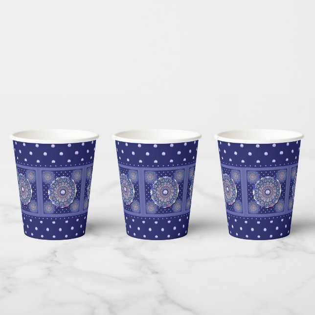 Blue Rosace Paper Cups (Multi)