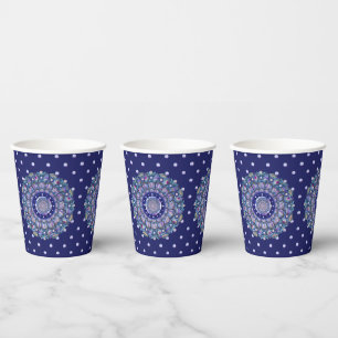 Blue Rosace Paper Cups