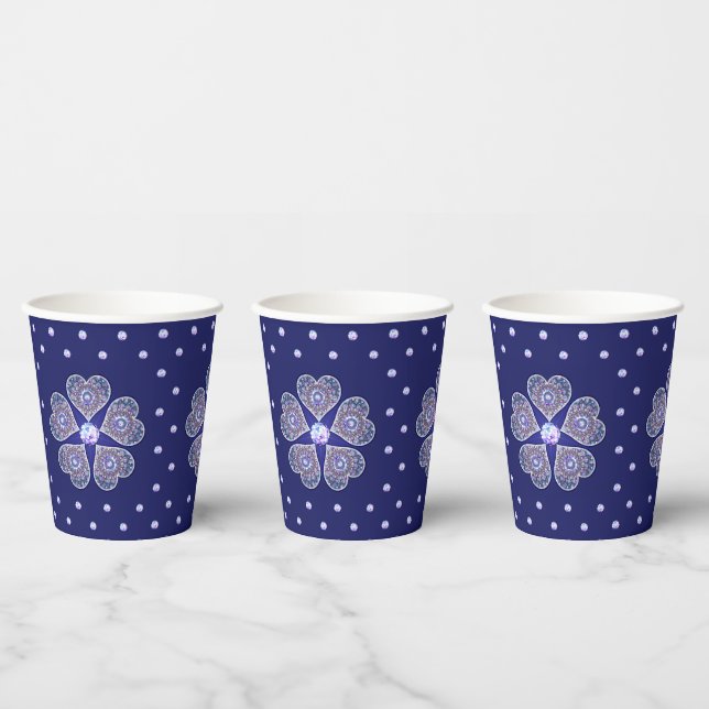 Blue Rosace Paper Cups (Multi)