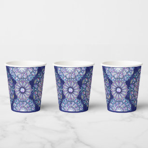 Blue Rosace Paper Cups