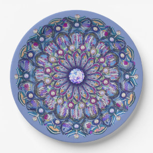 Blue Rosace Paper Plate
