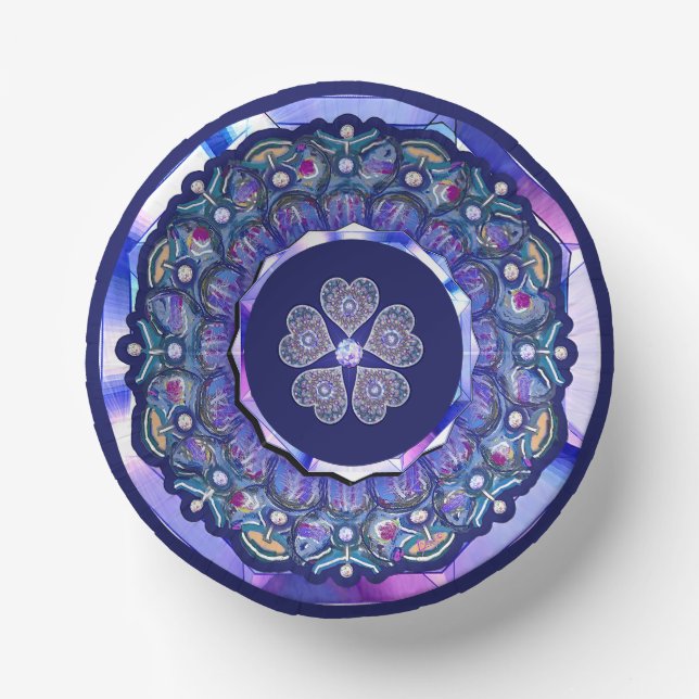 Blue Rosace Paper Plate (Front)