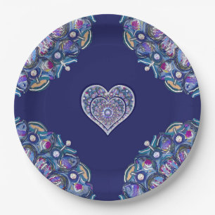 Blue Rosace Paper Plate